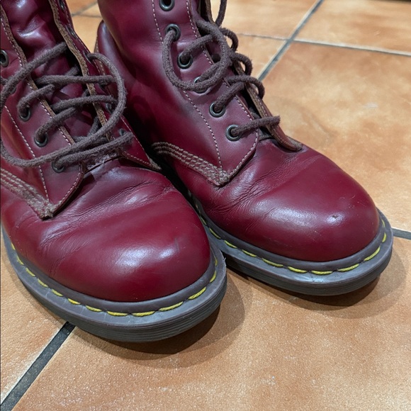 Dr. Martens Burgundy Lace-Up Leather Combat Boots - Picture 6 of 6